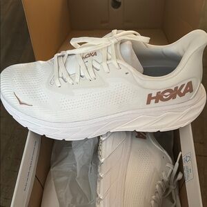 Hoka White and Pink Athletic Shoes